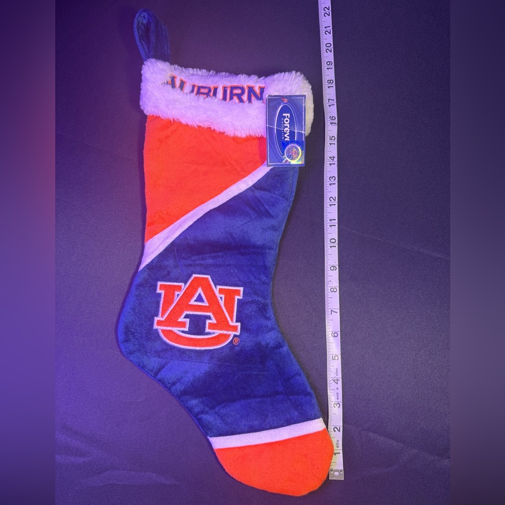 Forever Collectibles Orange and Blue Stitched Logo Auburn Tigers Stocking NWT - Picture 3 of 5